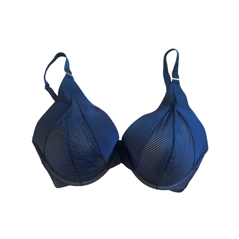 ThirdLove Shadow Stripe Plunge Bra Black Lace Mesh 32F Underwire